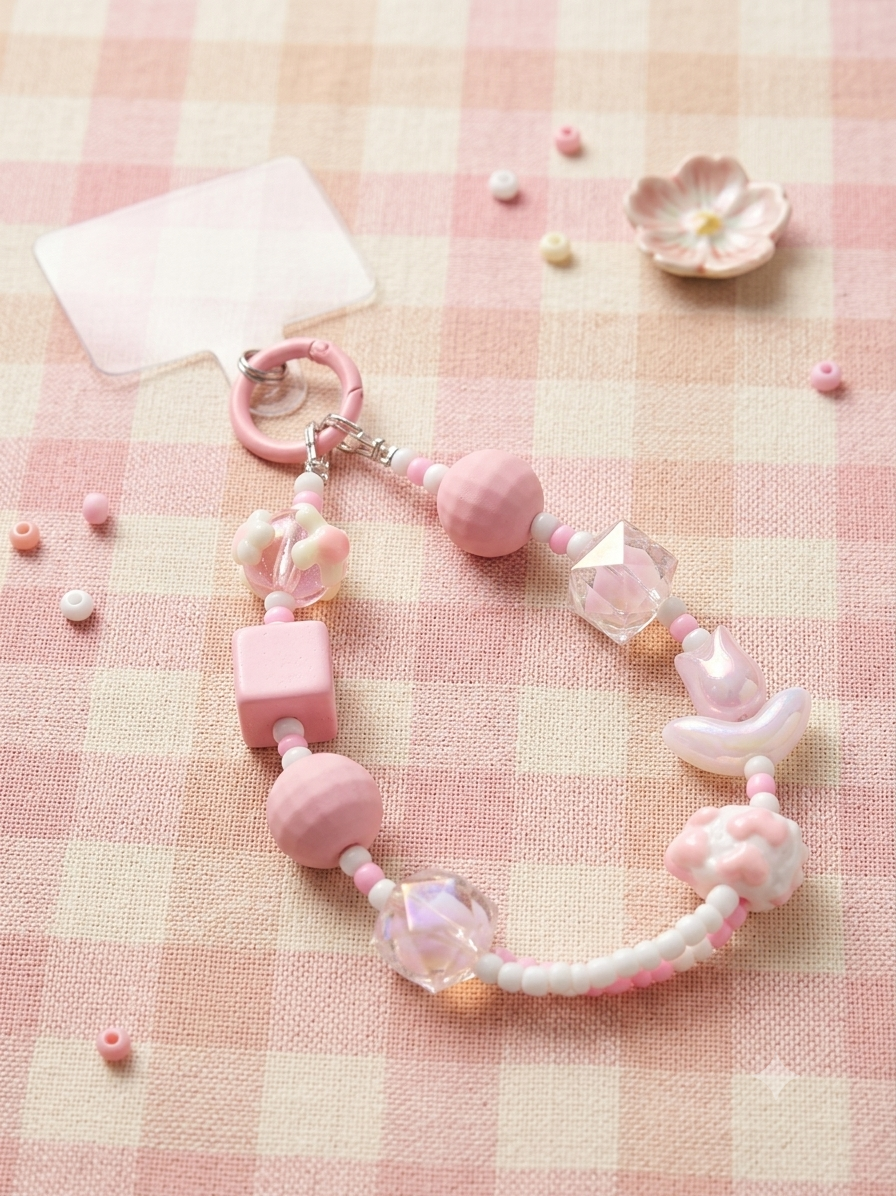 Short charm lanyard- Pink