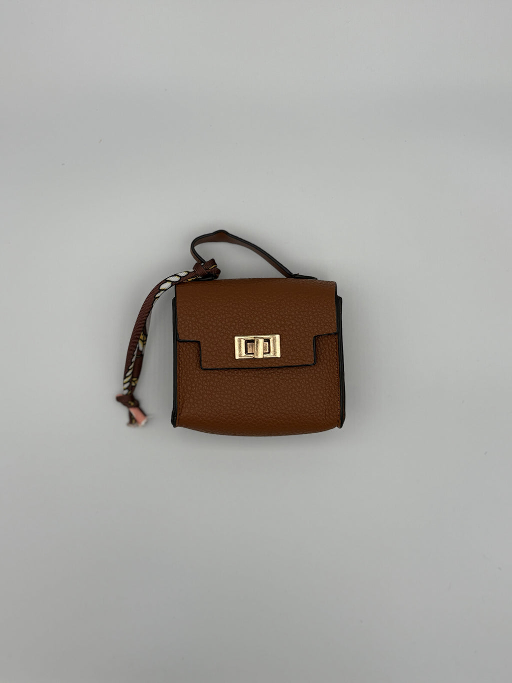 Square PU bag charm- Brown