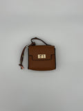 Square PU bag charm- Brown