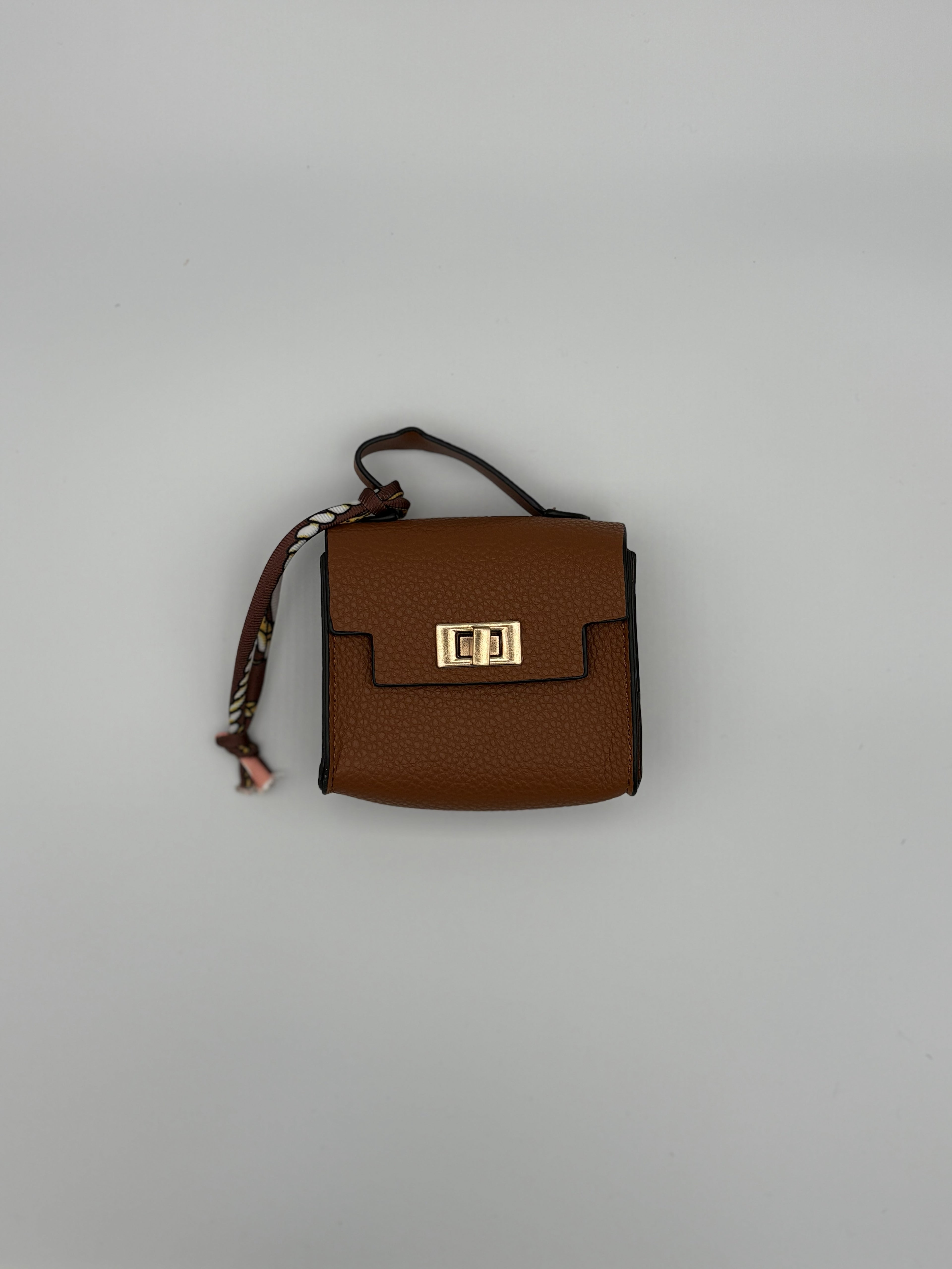 Square PU bag charm- Brown