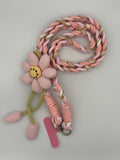 Long Handmade Floral Woven lanyard- Pink