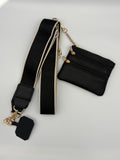 Crossbody phone lanyard with wallet- Black