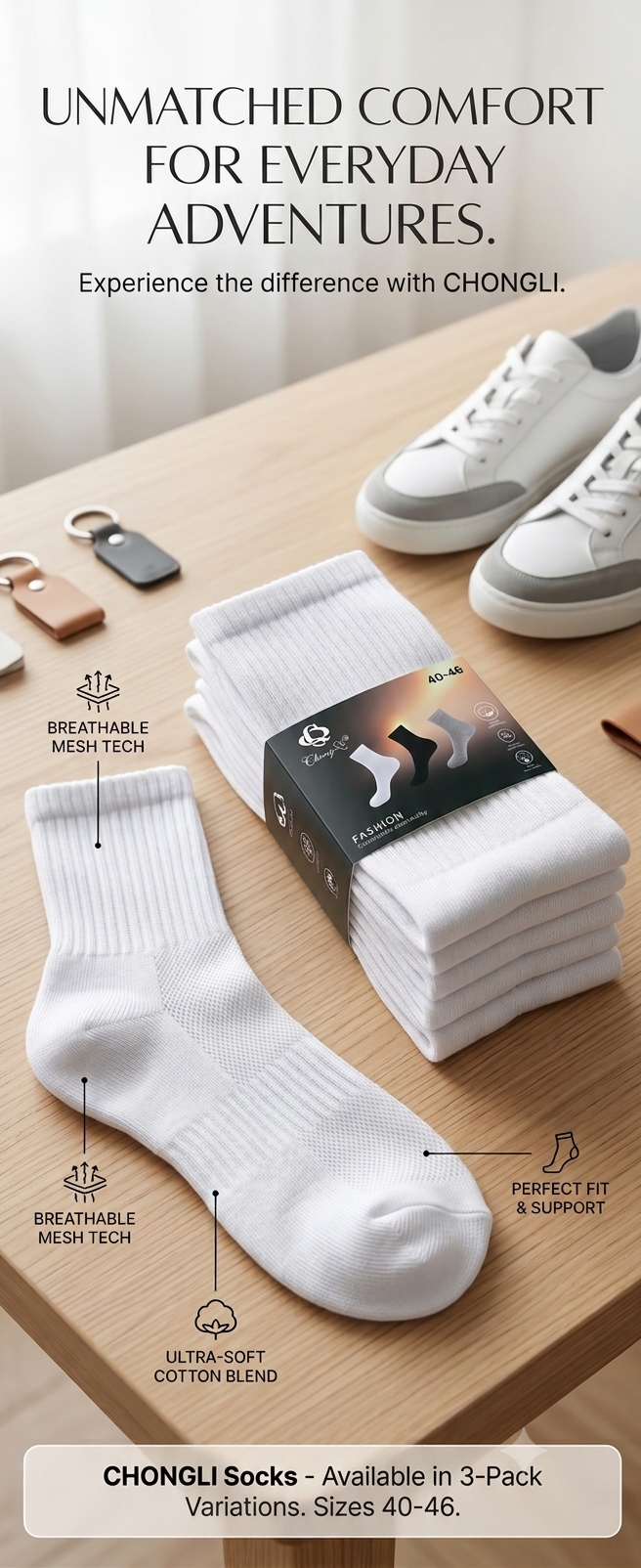 Generic Long Socks (3 Pair Pack)